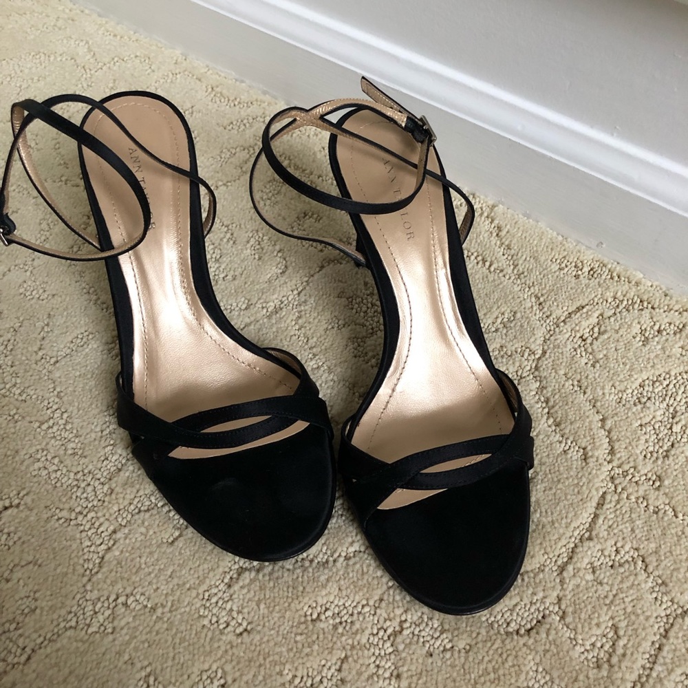 Ann Taylor Black Satin Heels